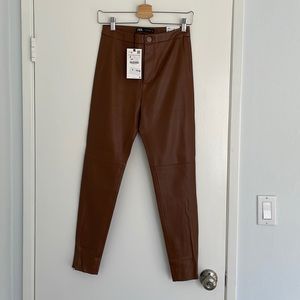 Zara hi rise leather-like legging. New with tags!